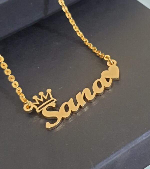 Beautiful Single Name Necklace With Crown And Heart