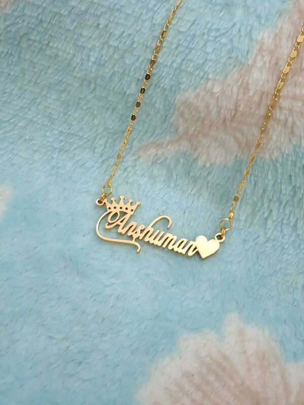 Single Name Necklace with crown & heart