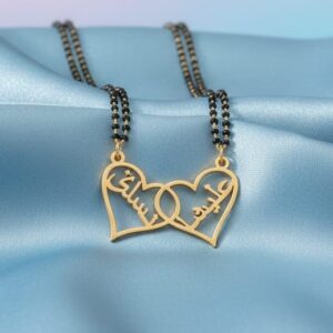 Customized Double Heart Name Mangalsutra – Unique Urdu Couple Design