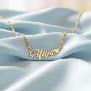 Custom Name Gold Necklace – Personalized  Heart Design