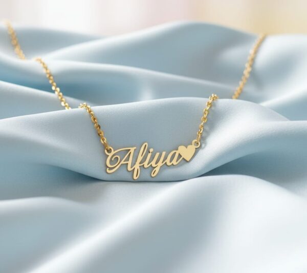 Custom Name Gold Necklace – Personalized  Heart Design