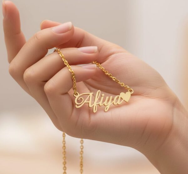 Custom Name Gold Necklace – Personalized  Heart Design - Image 3