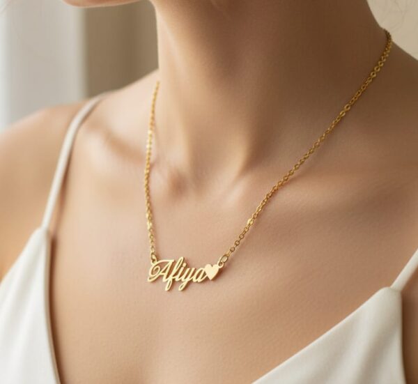 Custom Name Gold Necklace – Personalized  Heart Design - Image 2