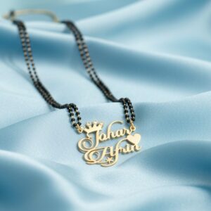 Double Name Mangalsutr With  Crown & Heart