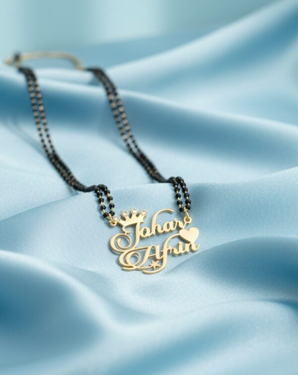Double Name Mangalsutr With  Crown & Heart