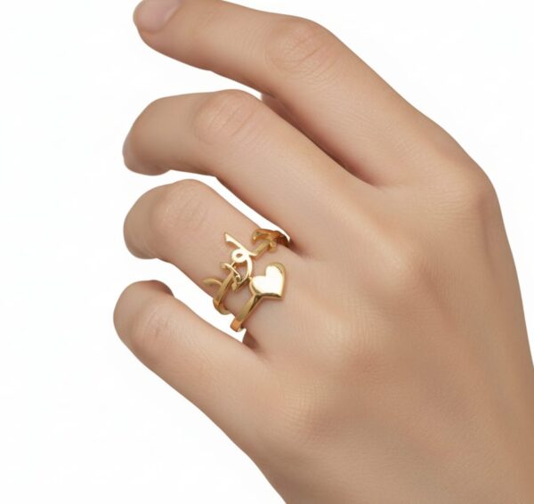 Elegant Gold Heart Design Adjustable Ring for Women