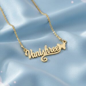 Beautiful Single Name Necklace with butterfly