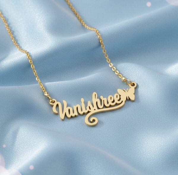 Beautiful Single Name Necklace with butterfly