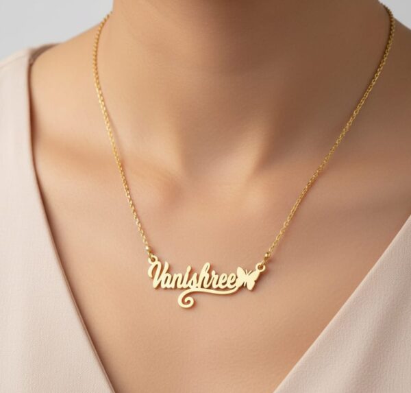 Beautiful Single Name Necklace with butterfly - Image 2