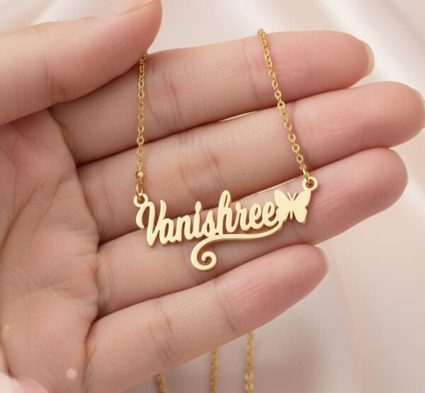 Beautiful Single Name Necklace with butterfly - Image 3
