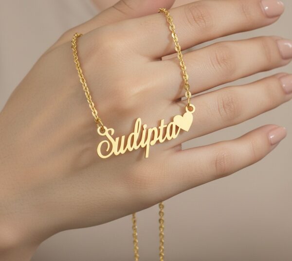Beautiful Single Name Necklace With Heart - Image 3