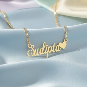 Beautiful Single Name Necklace With Heart