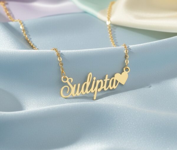 Beautiful Single Name Necklace With Heart