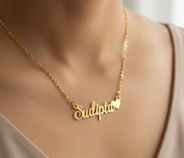 Beautiful Single Name Necklace With Heart - Image 2