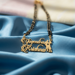 Customized Couple Silhouette Name Mangalsutra – Design in Gold Finish