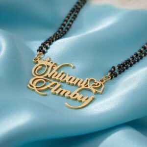 Personalized Crown & Heart Couple Name Mangalsutra