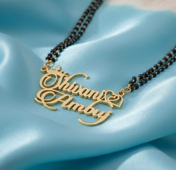 Personalized Crown & Heart Couple Name Mangalsutra