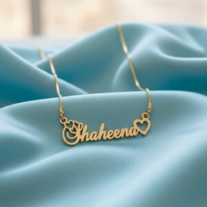 Name Pendant with Crown & Heart – Personalized Gold Necklace