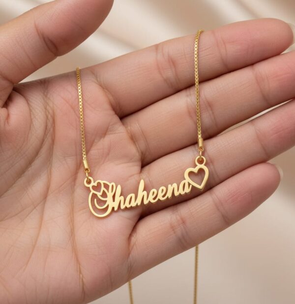 Name Pendant with Crown & Heart – Personalized Gold Necklace - Image 3