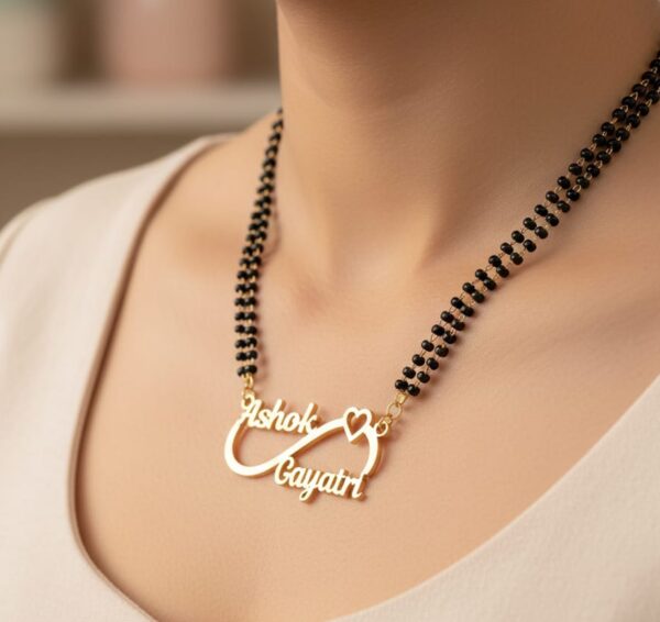 Custom Name Gold Mangalsutra – Personalized  Infinity Design - Image 2
