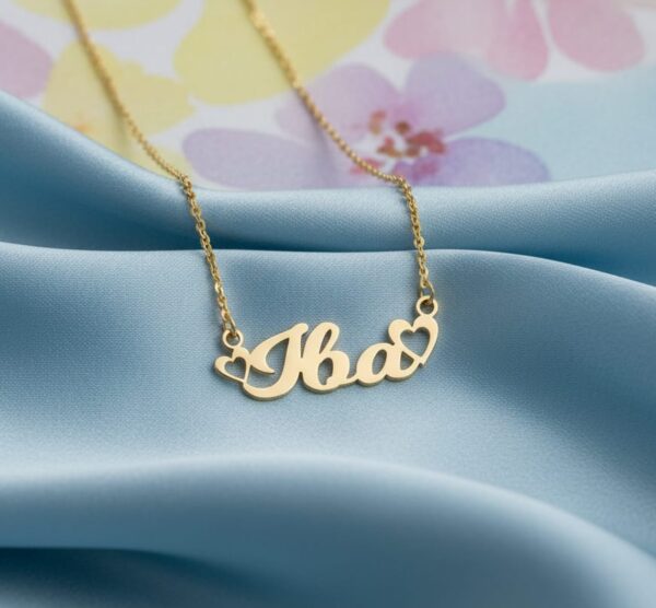 single name Pendant With Double Heart