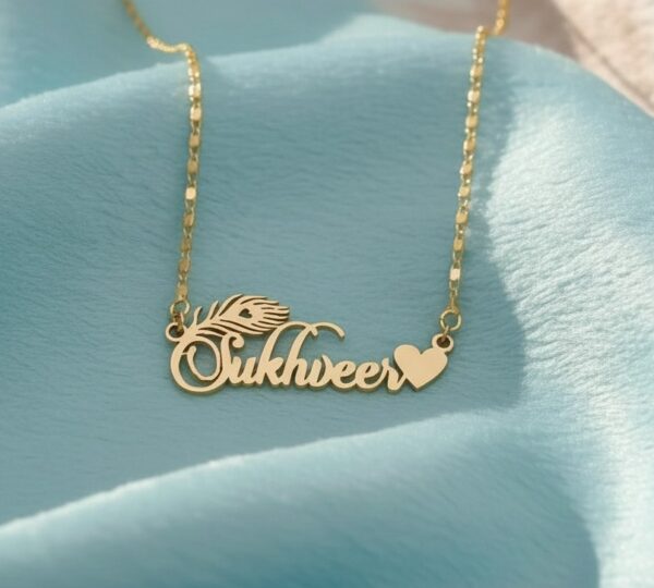Single Name Pendant with mor pankh