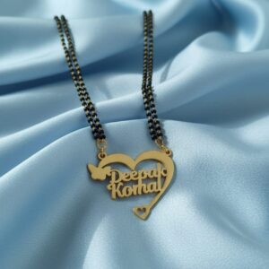 Customized Heart Shape Name Mangalsutra –  Design in Gold Finish