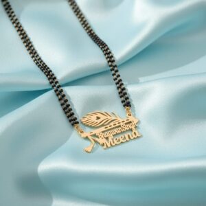 Customized Krishna Flute & Peacock Feather Name Mangalsutra