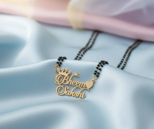 Customized Name Mangalsutra Couple Design in Gold Finish