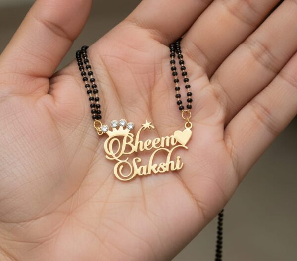 Customized Name Mangalsutra Couple Design in Gold Finish - Image 3