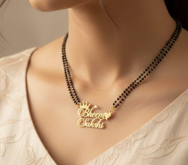 Customized Name Mangalsutra Couple Design in Gold Finish - Image 2