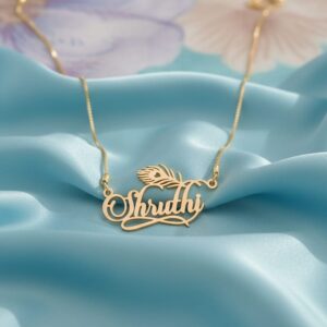 Single name necklace with mor pankh