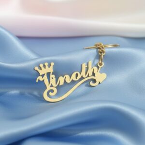 Stylish Name keychain with crown