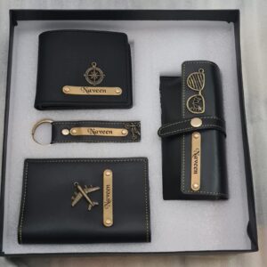 Personalized Leather Name Wallet Keychain Passport cover And Eyewear case For Men