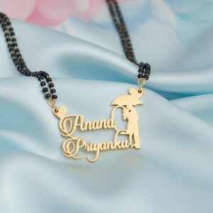 Customized Couple Silhouette Name Mangalsutra – Design in Gold Finish