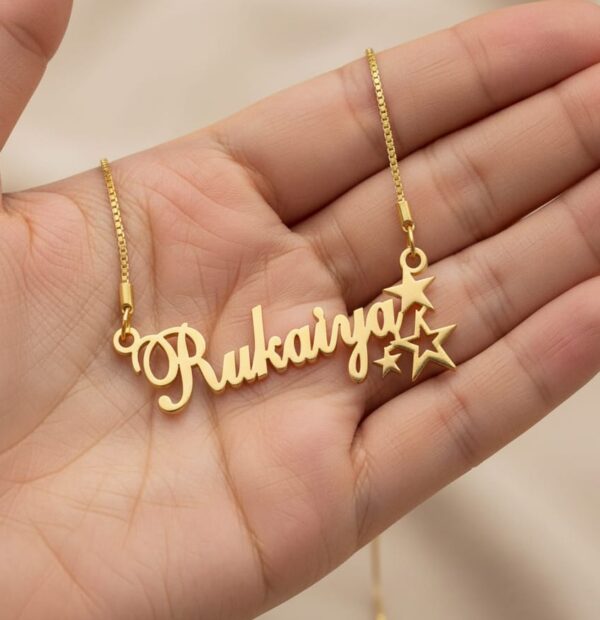 Name Pendant with Star Design – Personalized Gold Necklace - Image 3