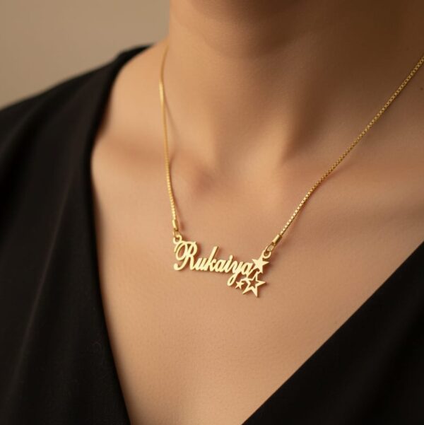 Name Pendant with Star Design – Personalized Gold Necklace - Image 2