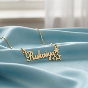 Name Pendant with Star Design – Personalized Gold Necklace