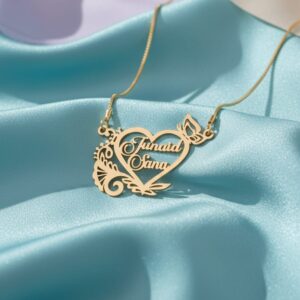 Customized Heart Shape Name Mangalsutra – Design in Gold Finish