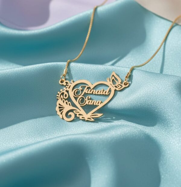 Customized Heart Shape Name Mangalsutra – Design in Gold Finish