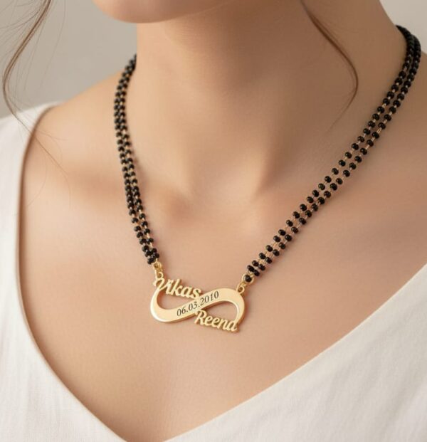 Custom Infinity Name Mangalsutra – Personalized  with Date Engraving - Image 2
