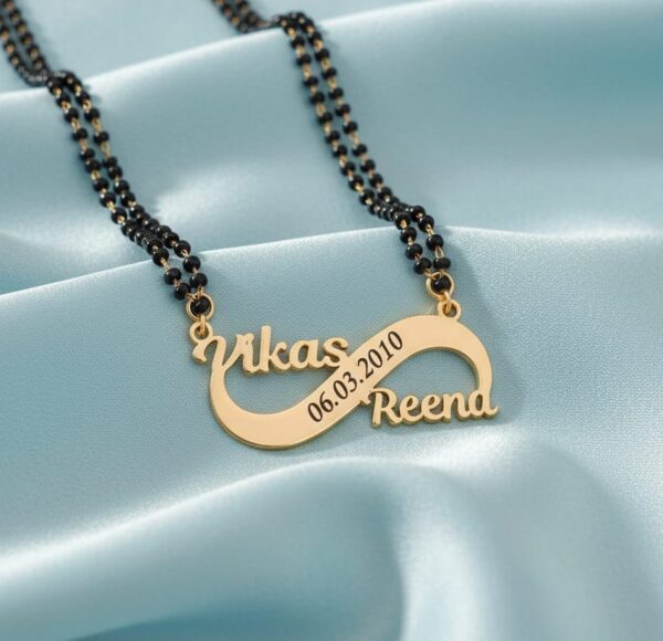 Custom Infinity Name Mangalsutra – Personalized  with Date Engraving
