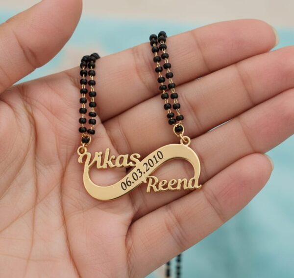 Custom Infinity Name Mangalsutra – Personalized  with Date Engraving - Image 3